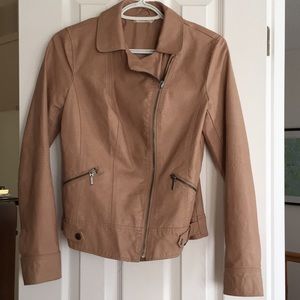 💐RICKI'S beige vinyl moto spring/fall jacket